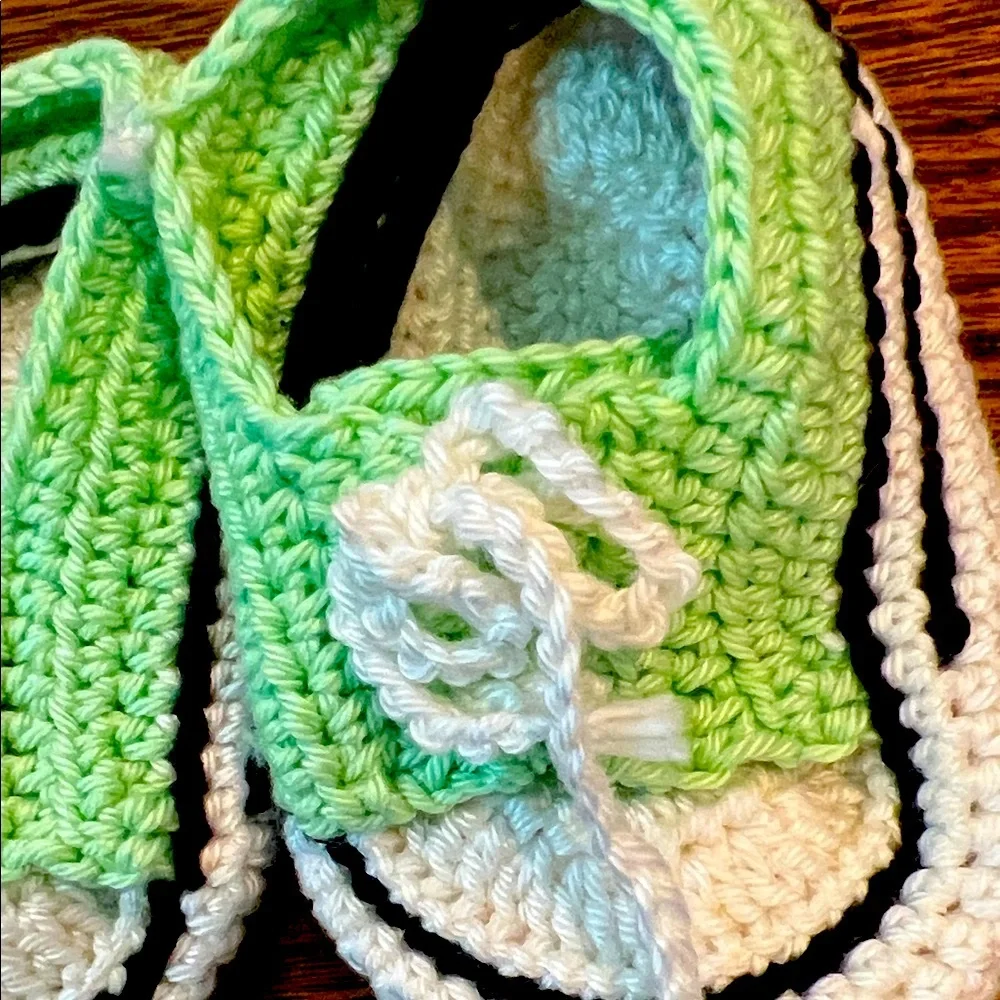NWOT Crochet Baby Sneakers in Mint and White